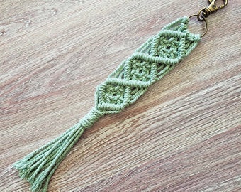 Stocking Stuffer Zipper Charm Macrame Keychain Backpack Christmas Gift Boho Keychain Grey Keychain Dark Grey Boho Style Keychain