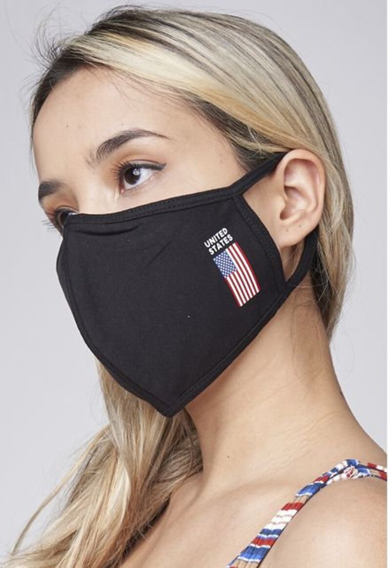 American Flag Patriotic Black Face Mask Fast Shipping Etsy