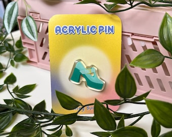 Turquoise Retro Heel Acrylic Pin Badge, Mary Jane Shoes, Vintage Heel, Cute Accessories, Kawaii Pin Badge, Gift for Friend