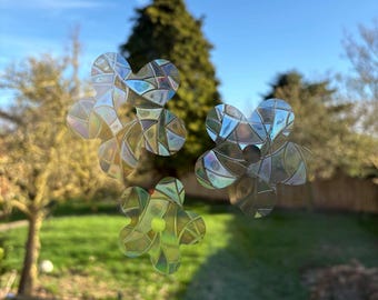 Flower Suncatcher Window Clings, Rainbow Prism Decals, Nursery Decor