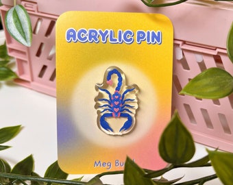 Heart Scorpion Acrylic Pin Badge, Traditional Style Scorpion Tattoo Pin, Cute accessories, Kawaii Pin, Gift for Friend