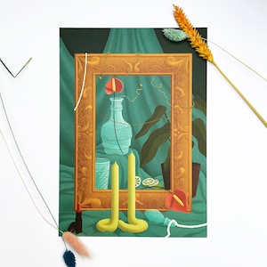 Goldrahmen Stillleben Druck: Vintage Stil A4 Kunstwerk