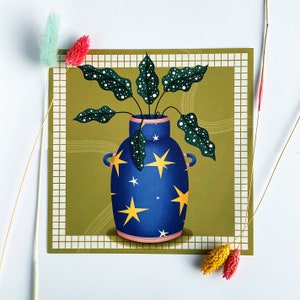 Polka Dot Plant Print: Funky Botanical Illustration, Square Wall Art