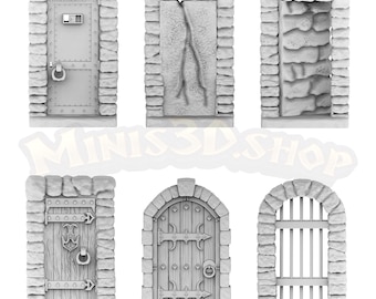 New Door: Secret, Cage, Metal, Wood... - HQ Dungeon by Minis3D