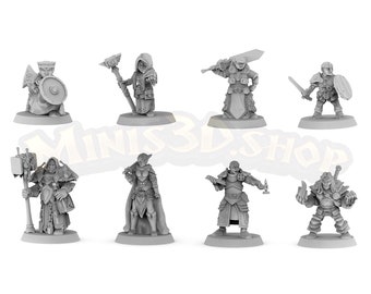 Heroes Custom: Paladin, Dwarf Female, Elf, Thief - HQ Dungeon by Minis3D