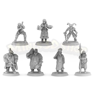 NPC 2 - Chef, Butcher, Innkeeper, Jester, Fat Noble, Troubadour - HQ Dungeon by Minis3D