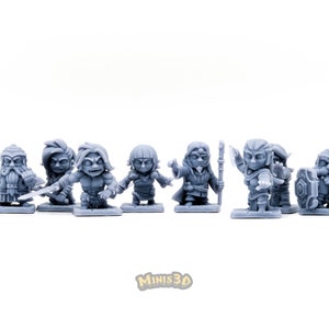 Heroes Arcadia: Barbarian, Elf, Wizard, Dwarf HQ Dungeon by Minis3D Lot Full Heroes (8M)