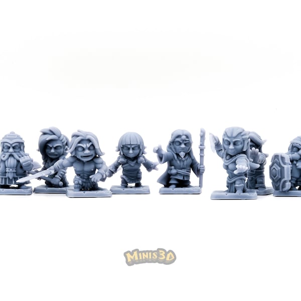 Heroes Arcadia: Barbarian, Elf, Wizard, Dwarf - HQ Dungeon van Minis3D