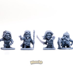 Heroes Arcadia: Barbarian, Elf, Wizard, Dwarf HQ Dungeon by Minis3D Lot Heroes (4 M)