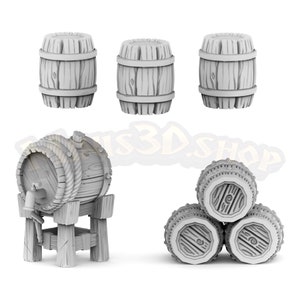 Stack Barrel, Barrel of Beer - HQ Dungeon by Minis3D
