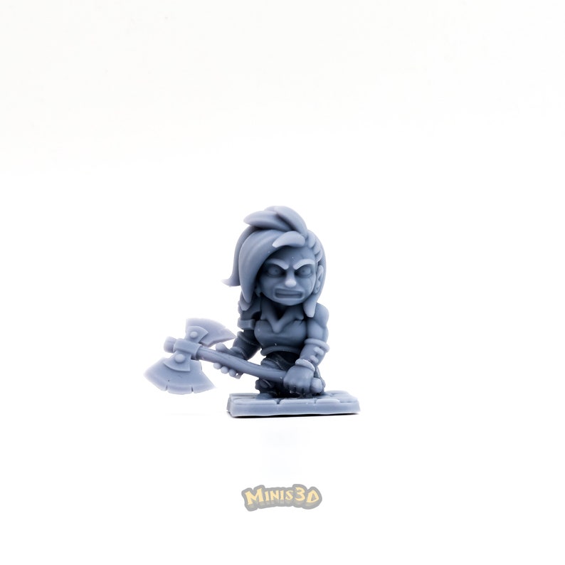 Heroes Arcadia: Barbarian, Elf, Wizard, Dwarf HQ Dungeon by Minis3D Barbarian Female