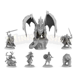 HQ Mythic Tier: Druid, Dwarf, Knight, Orc Bard, Dragon - HQ Dungeon by Minis3D