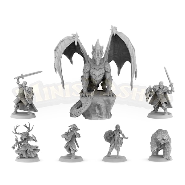 HQ Mythic Tier: Druido, Nano, Cavaliere, Orco Bardo, Drago - HQ Dungeon di Minis3D