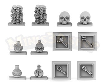 Tokens Keys, Skulls, Potions - HQ Dungeon by Minis3D