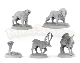 Familiar: Stag, Mule Snake, Lion, Saber Tooth - HQ Dungeon by Minis3D