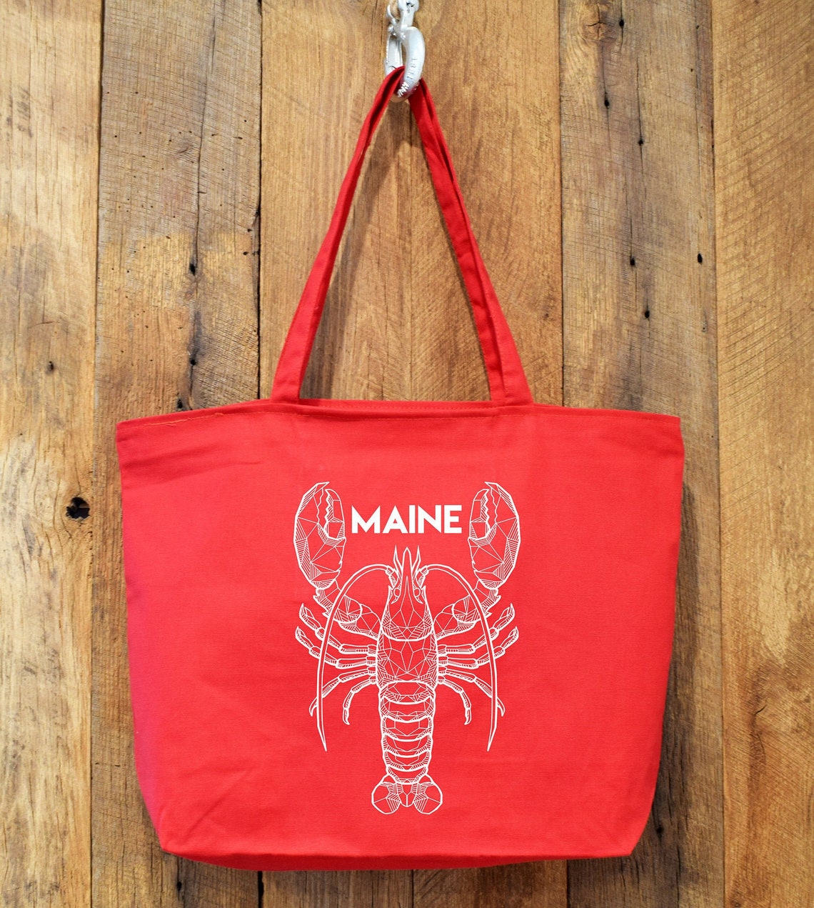 Lobster Tote Bag Maine Tote Bag Lobster Bag Red Tote Bag Etsy