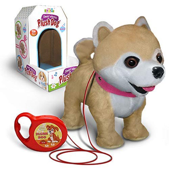 OR OR TU Walking Barking Toy Dog with Remote Control Leash, Plush Puppy  Electronic Interactive Toys for Kids, Shake Tail,Pretend Dress Up Realistic