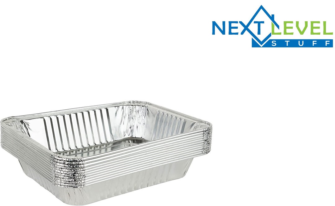 Next Level Stuff Aluminum Foil Steam Table Pans, Half Size Deep 9X13 10