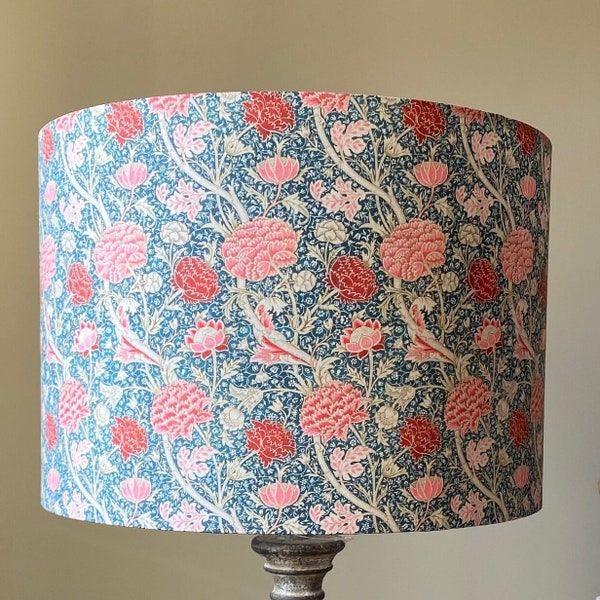 Willam Morris Navy And Pink floral Drum Lampshade, living room,30cm