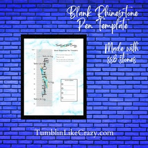 May include: A printable template for a blank rhinestone pen design. The template is made with 888 stones and includes a colour legend. The text "Tumblin' Like Crazy" is featured on the template.