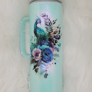 Peacock Glitter Tumbler, 20 oz.