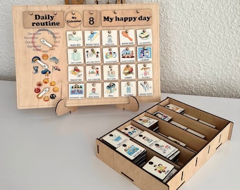 Custom Chore Chart for Toddler, Visual Schedule Board for Kids, Wooden Daily Routine Chart, Daily Rhythm Cards, Eternal Montessori Baby Gift