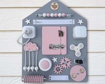 Unique Busy Board for Girl, Busy Board 1 Year Old, Custom Busy Puzzle, First Birthday gift, Montessori toys 1 year old, Fidget Toy for Kids
