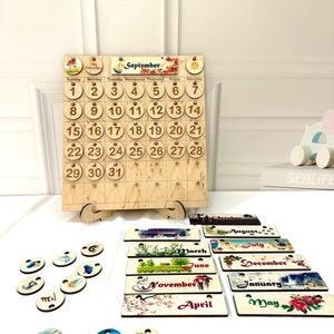 Kids Perpetual Calendar, Calendar Montessori, Monthly Calendar, School Calendar, Wooden Calendar, Classroom Decor, School Decor, Wall Art