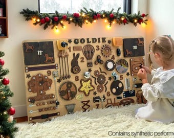 Vintage Nursery Custom Busy Board, Personalized Montessori Toy