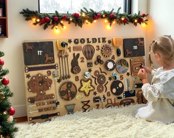 Vintage Nursery Custom Busy Board, Personalized Montessori Toy