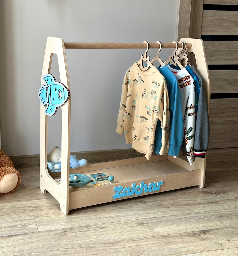 Girls Clothing Rack – Montessori Toddler Clothes Rack, Wooden Kids Clothes Rack, Dress Up Rack, Girl Room Decor image 20