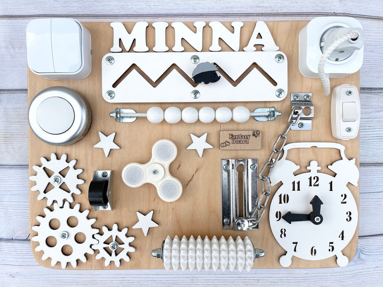 Wooden Eco Fidget Board for Toddler, Personalized Busy Board, Sensory ...