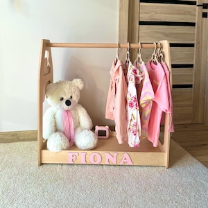 Personalized Baby Clothes Storage, Montessori Wardrobe, Kids Clothing Rack, Nursery Furniture, Baby shower, Montessori shelves, Baby girl