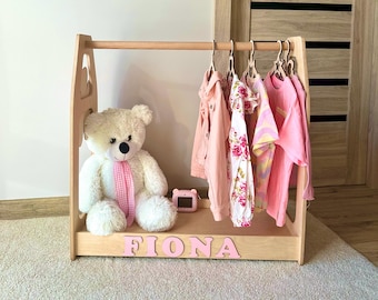 Personalized Baby Clothes Storage, Montessori Wardrobe, Kids Clothing Rack, Nursery Furniture, Baby shower, Montessori shelves, Baby girl