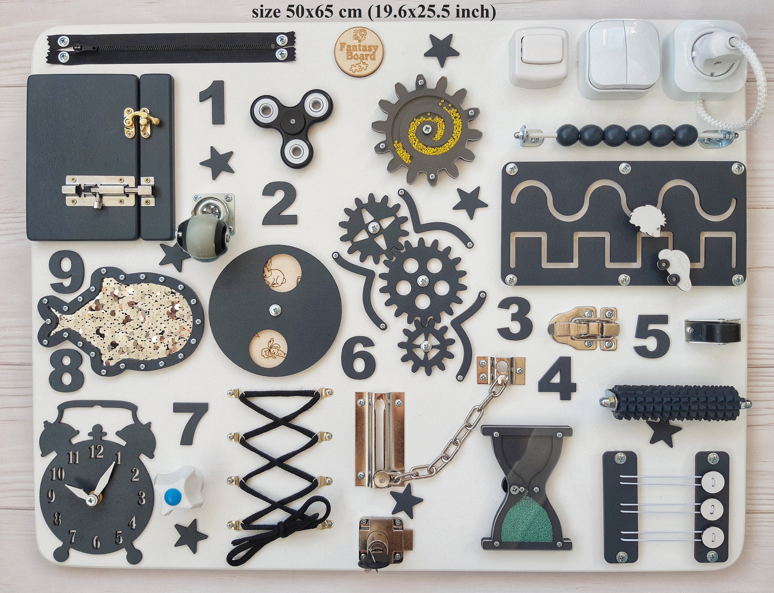 Sensory Busy Board With Locks, Latches, and Buttons for Fine Motor ...