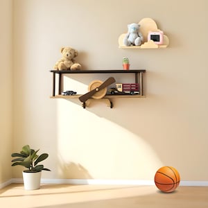 nursery furniture
kids floating shelf
airplane bookshelf
aviation nursery
baptism baby present
playroom wall decor
wall mounted shelf
gift for nephew
birthday baby gift
toddler gift idea
montessori shelf
baby shower gift
toy wall storage