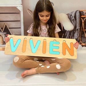 Rompecabezas de madera con nombre para niños, rompecabezas con nombre único, rompecabezas con nombre para niños, regalo para personas con discapacidad visual, decoración de guardería para bebés, regalo para niños
