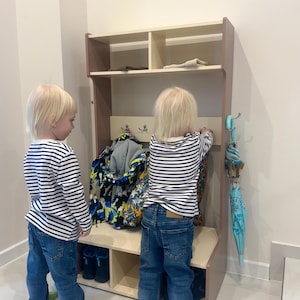 Montessori Furniture for Toddlers – Kids Wardrobe Rack with Bench, Child Size Closet Organizer, Wooden Bedroom Furniture, Montessori Gift image 14