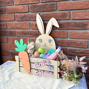 Personalized 2025 Easter basket, bunny handmade basket, custom Easter decor, egg hunt basket, Easter toddler gift, boy Easter games basket