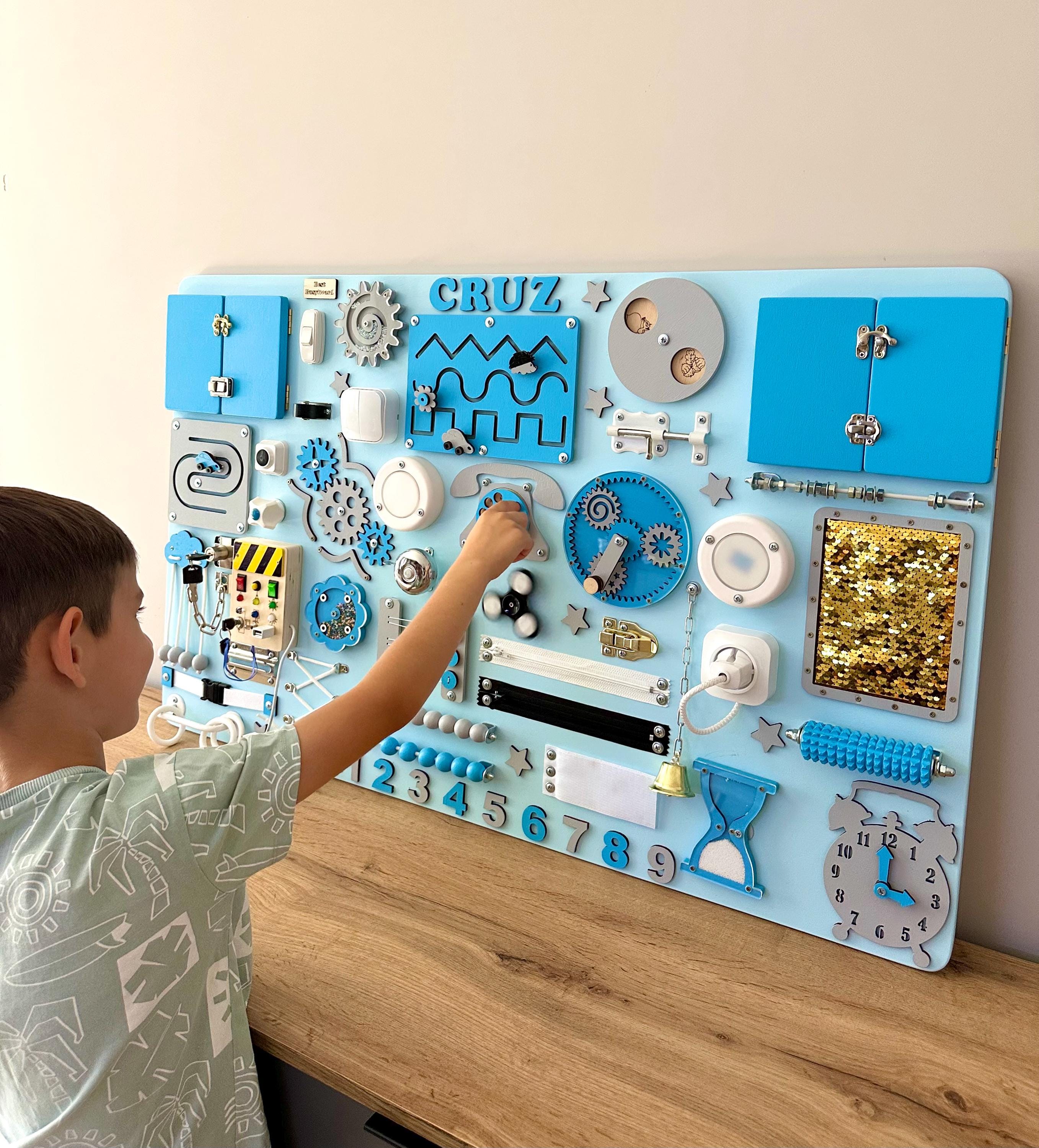 Panel De Actividades Montessori 12 En 1 Con Forma De Dinosaurio, Juguete Sensorial De Madera Con Caja De Música Y Letras