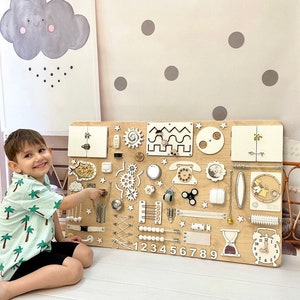 Montessori busy board for toddler, Eco friendly toy, Toddler busy board, Large busy board, Sensory wall board for toddler, 2 year old gift