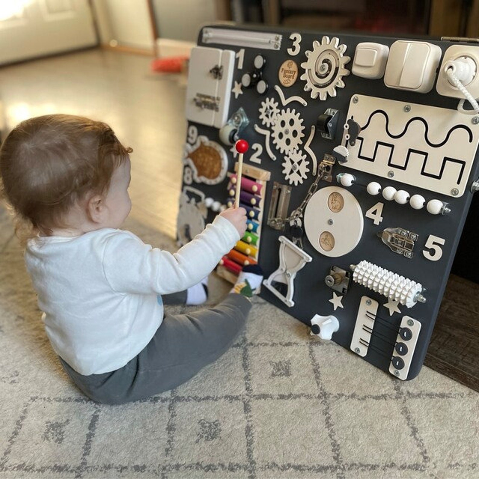 Custom Busy Board Baby 1 Year Old Boy Gift Wooden Sensory Etsy