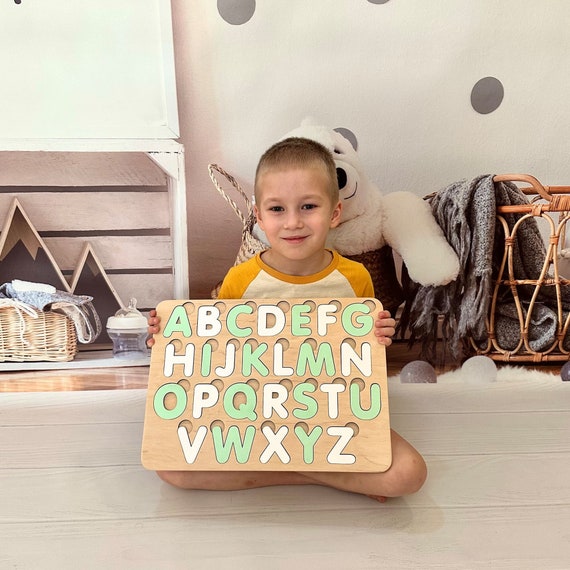 Puzzle In Legno Alfabeto – Lettere Maiuscole E Minuscole, Gioco Educativo Per Bambini 3+ Anni