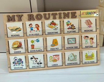 Chore chart for kids Personalized daily routine chore chart with cards Behaviour chart gift for niece Kids habit tracker activity board