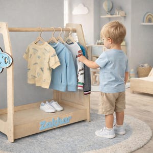 Girls Clothing Rack – Montessori Toddler Clothes Rack, Wooden Kids Clothes Rack, Dress Up Rack, Girl Room Decor baby boy