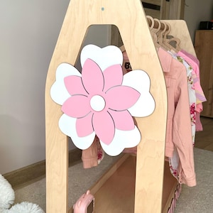 Girls Clothing Rack – Montessori Toddler Clothes Rack, Wooden Kids Clothes Rack, Dress Up Rack, Girl Room Decor image 3
