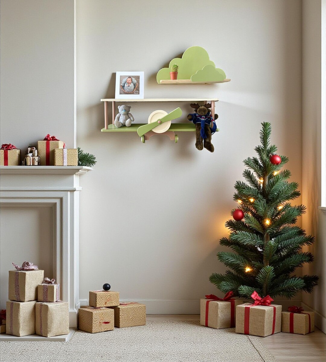 Custom Wall Mounted Airplane Floating Shelf, Airplane Bookshelf Decor ...