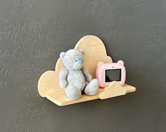 Wall mounted cloud floating shelves, nursery boho neutral decor, kids wooden bookshelf, goddaughter gifts, kids room organizer idea