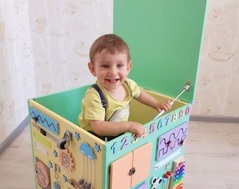 Extra large sensory busy cube for toddler, Montessori busy board, First birthday gifts, Educational toys, Grandchild gift, Baby shower gift