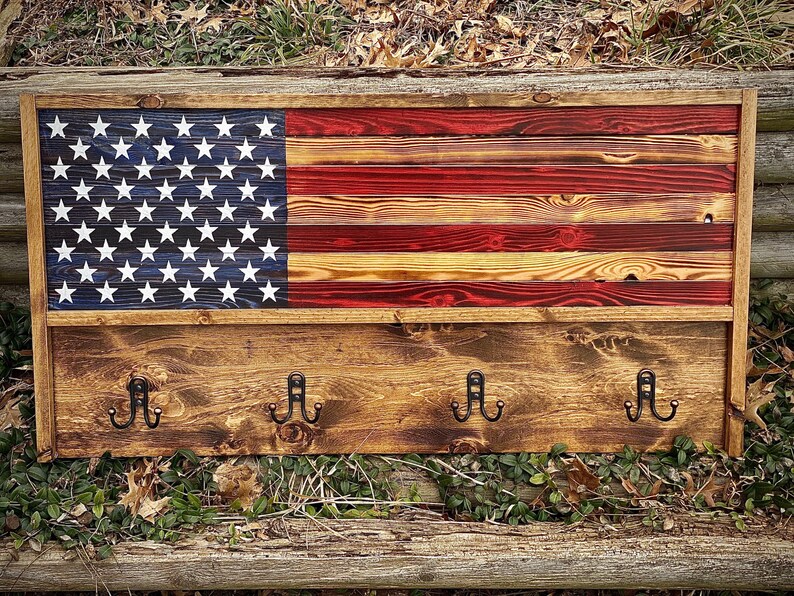 American flag coat rack Etsy